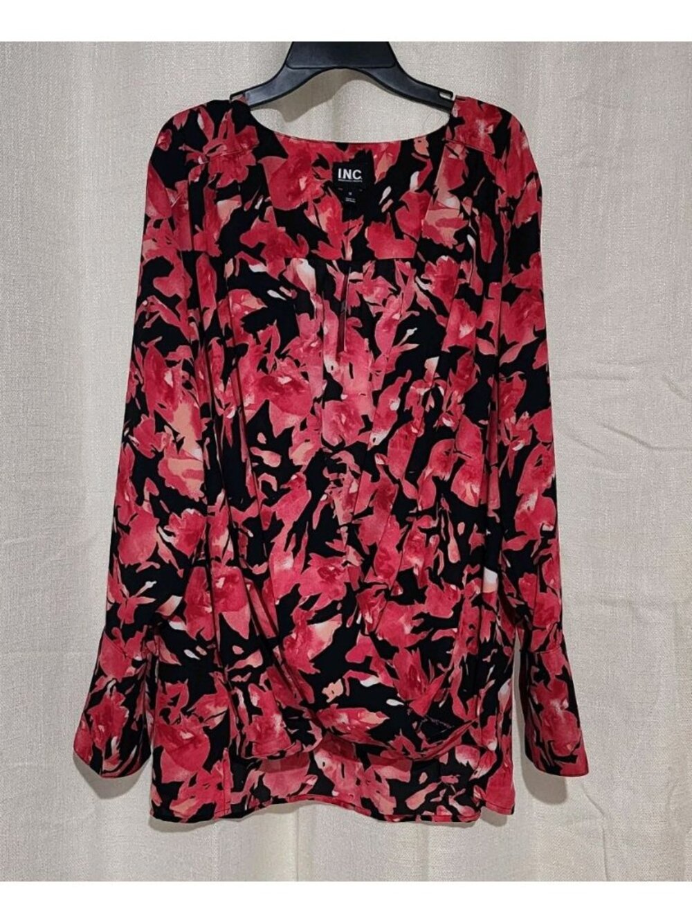 I.N.C. International Concepts Women's Blouse Top Surplice Neck Floral 1X NWT